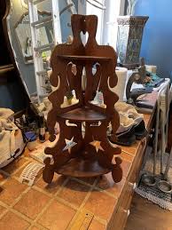 Vintage 23” Tall Hand Made Wood Wall Corner Shelf 3 Shelves | eBay