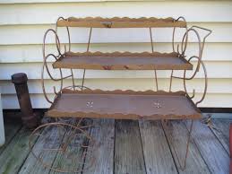 Vintage 1950s to 1970s Metal 3 Tier Gold Paint Rolling Plant ...