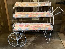 Cart Garden Flower Metal White Antique Plant Stand - Etsy