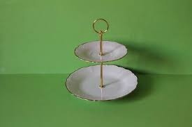 zweistöckige Etagere Teller Tirschenreuth Baronesse Weiss Goldrand 032419 | eBay