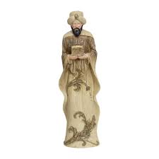 Nativity scene of ivory and gold color with 6 figures | Myriam