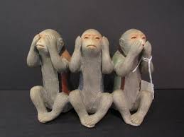 Japanese Figural Pottery Three Wise Monkeys Signed