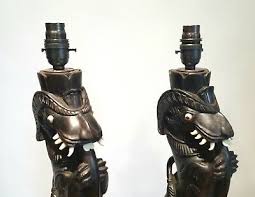 Vintage Southeast Asian Indonesian carved ironwood rewired dragon table lamps. | eBay