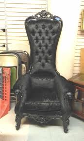 Lot - Large Black Velvet Ornate Chair Mid Century Style