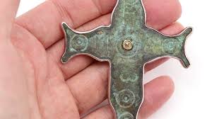 Old Large Byzantine Cross 4 inch Roman Style Cross Sterling Silver and 18k Large For Sale at 1stDibs
