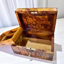 Jewelry Wooden Thuya Box Organizer with Key Handcrafted ...