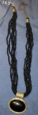 Black and Seed Bead Necklace Oval Ring Set - Etsy Canada