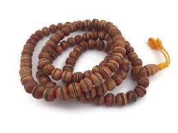 Brown Inlaid Tibetan Wood Mala 108 Beads, Yoga Meditation ...
