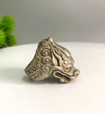 Vintage Tibetan Silver Carved Dragon Ring, Inner Diameter ...