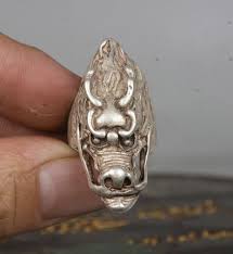 4.3Cm Chinese Old Miao Silver Dragon Head Beast Jewellery ...