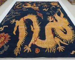 Dragon Phoenix Afghan Rug: 9x12 Navy Blue Hand-knotted ...