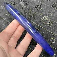 Tibetan Natural Blue Old Agate Dzi Silkworm Lines Horn Bead 135mm Z0308 | eBay