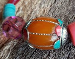 Boho Necklace, Turquoise and Pink Hippy Necklace, Gift for Her, Gift for Mum, Unusual Necklace, Colourful Necklace, Fun Necklace, Fun Gift. - Etsy