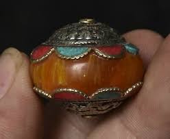 3CM Rare Old Tibetan Silver Beeswax Coral Circular Bead Pendant Necklace | eBay