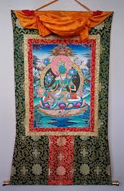 Gold hand Painted Green Tara Thangka Enlightenment Buddhist ...