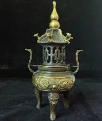 Tibetan Buddhism Temple Bronze Gilt Three Foot Incense ...