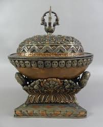 Sold at Auction: ANTIQUE KAPALA SKULL ON STAND