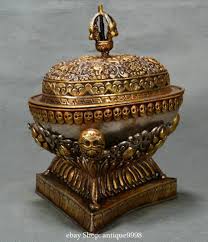 Old Tibet Silver Gold Skull Skeleton Head Magic Pestle Incense Burner Censer | eBay