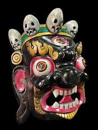 30 Cm Handmade Wooden Mask of Mahakal - Painted Black Color ...