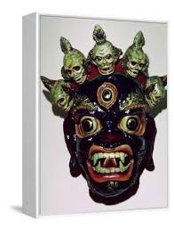 Tibetan mask used in ritual dance, c9th century. Artist ...
