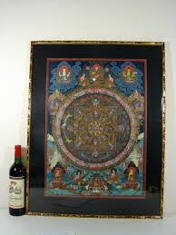 Old Tibet Thangka Mandala Larger Piece Framed 29.92" x 23.22 ...