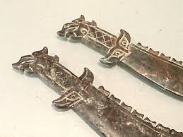2 Vintage Chinese Jade Marble Carved Stone Dragon Dagger Knife Letter Openers | eBay