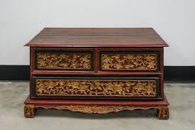 Lot - Indonesian-Java Partial Gilt and Red Lacquered Low ...