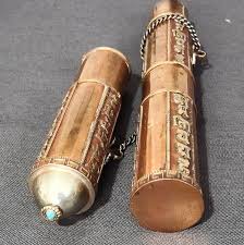VTG Tibetan Buddhist Chinese Copper Cylinder Prayer Scroll ...