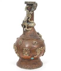 Sold at Auction: Chinese Copper and White Metal Dragon Vase