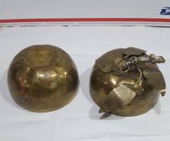 Vtg. Large Brass APPLE Lid Storage Canister Dish 5" diam., 6 1/4" tall, 15 oz. | eBay