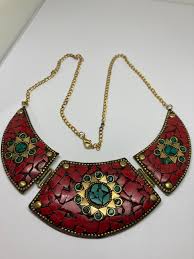 Turquoise & Coral Collar Necklace - Etsy