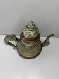 Antique Tibetan Tea Pot Ewer Copper With Silver Repose ...