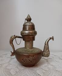 Antique Copper Brass Metal Middle Eastern Ornate Dallah ...