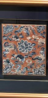 Early 18th Century Antique Framed Embroidered Chinese Robe Piece - Set of Two | Chairish