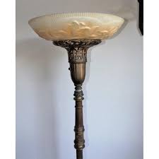 Traditional Art Deco Brass & Green Marble Floor Lamp - AptDeco