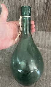 Antique Green Hand Blown Torpedo Round Bottom Glass Bottle ...