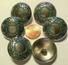 6 Large Domed Shiny Silver Tone Metal Shank Buttons Almost 1 ...