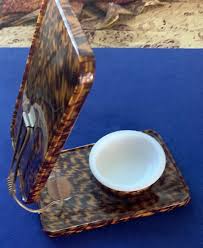 Vintage Mid-Century Celluloid Travel Folding Shaving Mirror with Stand Soap Dish | eBay