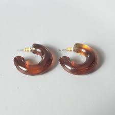 Dangle Hoop Earrings Brown 80s 90s Disco Retro Mid Century ...