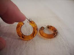 Vintage Lucite Rootbeer Tortoise Brown Tone Hoop Pierced ...