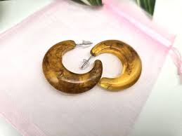 Toffee Brown Acrylic Hoop Earrings: Summer Jewelry - Etsy Israel