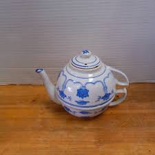 Vintage IDG William Sonoma Teapot and Teacup Set: Blue ...