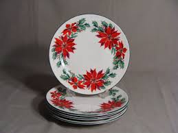 4 TOTALLY TODAY 7" Salad Plates In A Christmas Poinsettia ...
