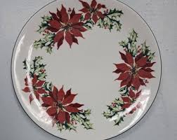 Poinsettia Christmas Pattern Stoneware Salad Plate by ...