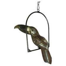 Sergio Bustamante Sculpture of Toucan on Hanging Perch For Sale at 1stDibs