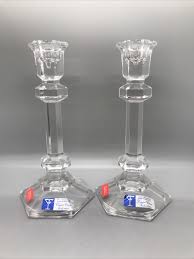 Vintage Pair Crystal Clear Ind Candlesticks 7 1/2" Hexagonal Made in Austria | eBay
