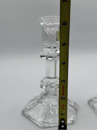 6” Crystal Glass Candle Stick Holder Set Of 2 | eBay