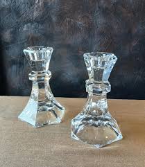 Vintage Set of 2 Towle Austria 24% Lead Clear Crystal Candle ...