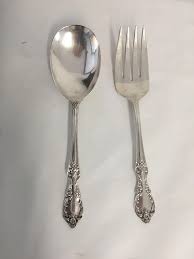 Rose Pattern Serving Utensils Fork & Knife - A Pair | Chairish