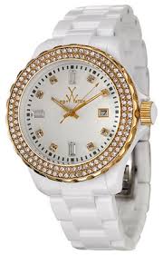 ToyWatch PCLS25PG Crystal Gold Tone Bezel White Band Watch $295 GREAT GIFT | eBay